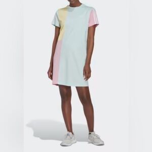 Adidas Women’s Medium Essentials Colorblock Boyfriend T-Shirt Dress Pastel Color
